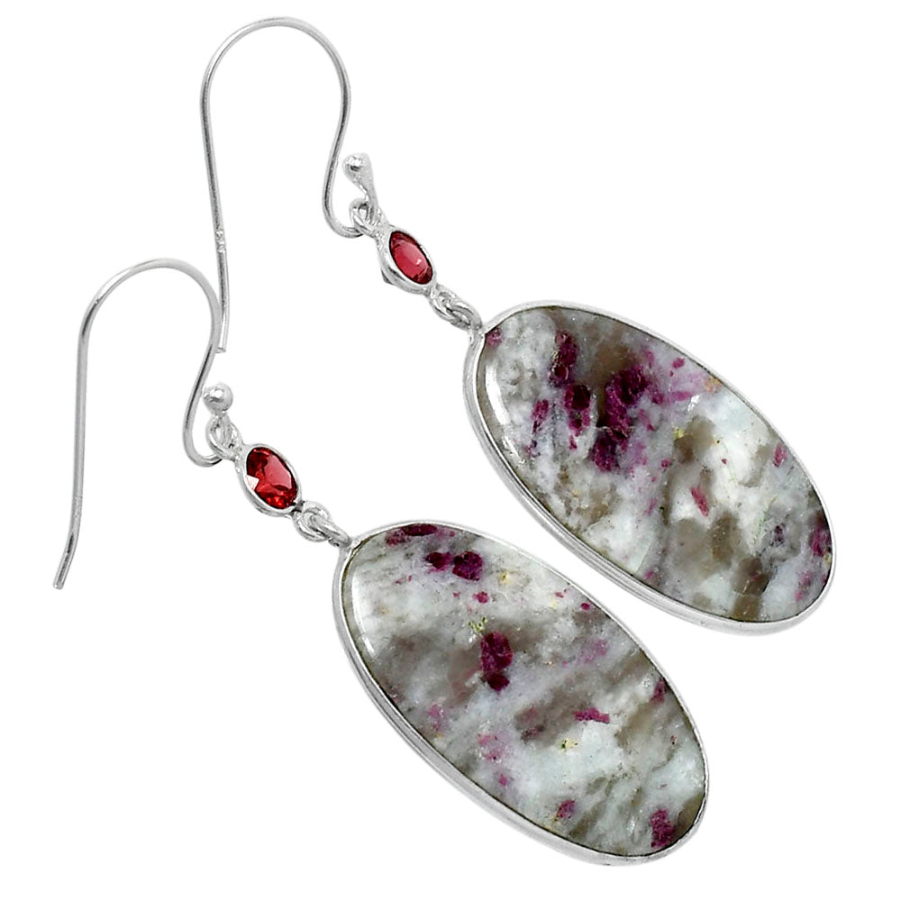 Natural Ruby-In-Feldspar & Garnet Earrings E-1002 SDE89935