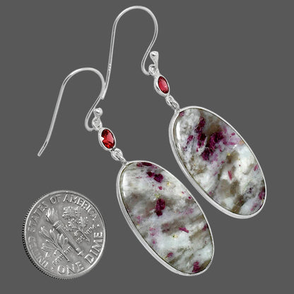Natural Ruby-In-Feldspar & Garnet Earrings E-1002 SDE89935