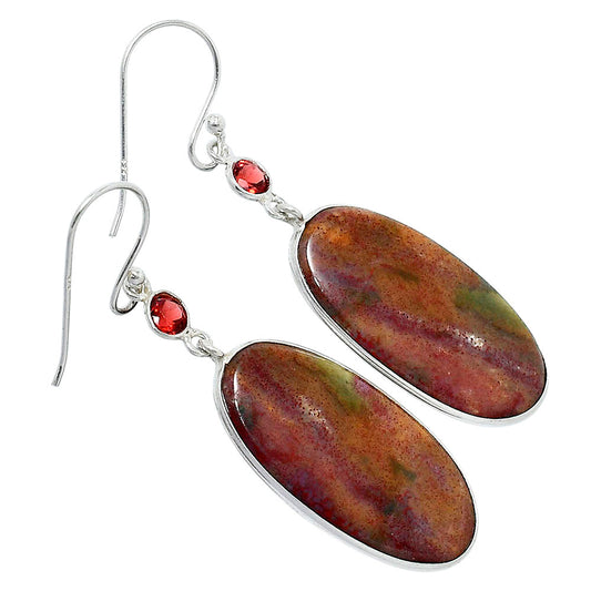 Natural Blood Stone - India & Garnet Earrings E-1002 SDE89945