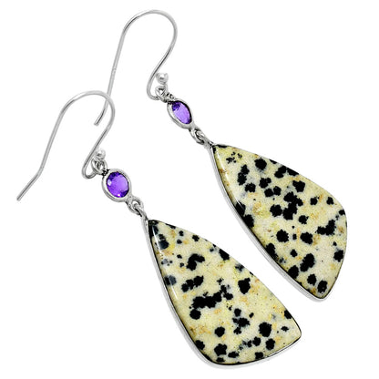 Natural Dalmatian & Amethyst Earrings E-1002 SDE89963