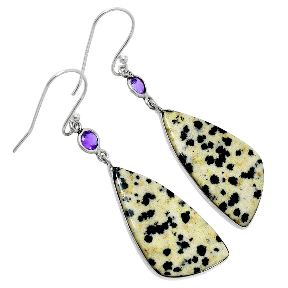 Natural Dalmatian & Amethyst Earrings E-1002 SDE89963