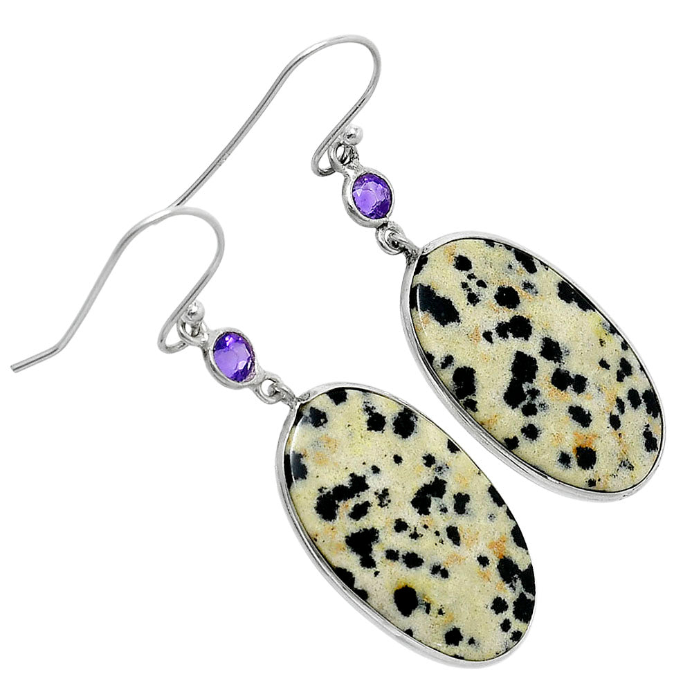 Natural Dalmatian & Amethyst Earrings E-1002 SDE89964