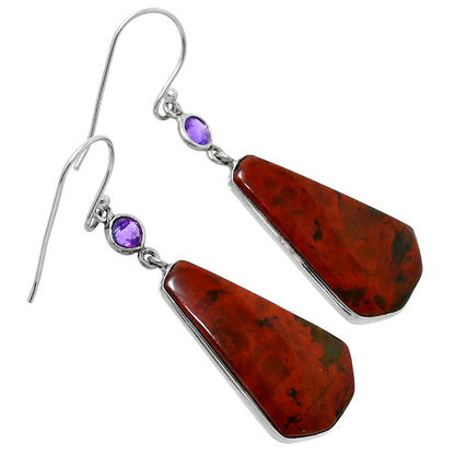 Blood Stone - India & Amethyst Earrings E-1002 SDE89978
