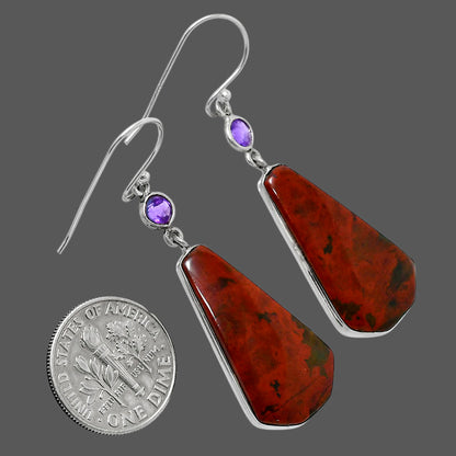 Blood Stone - India & Amethyst Earrings E-1002 SDE89978