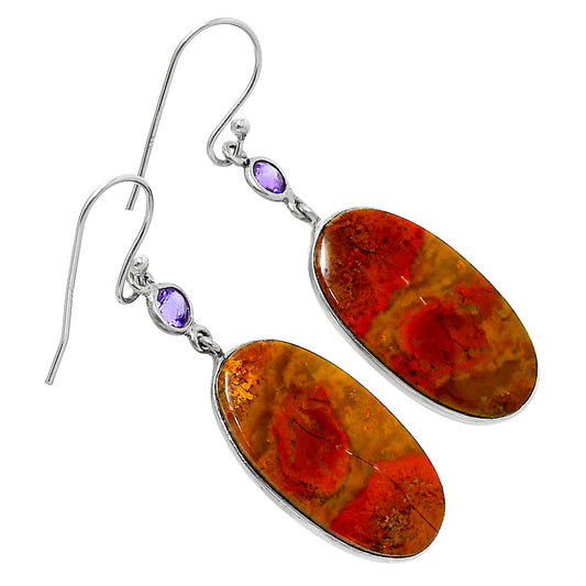 Natural Red Moss Agate & Amethyst Earrings E-1002 SDE89980