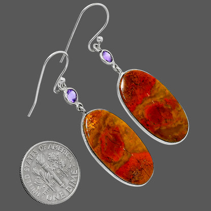 Natural Red Moss Agate & Amethyst Earrings E-1002 SDE89980