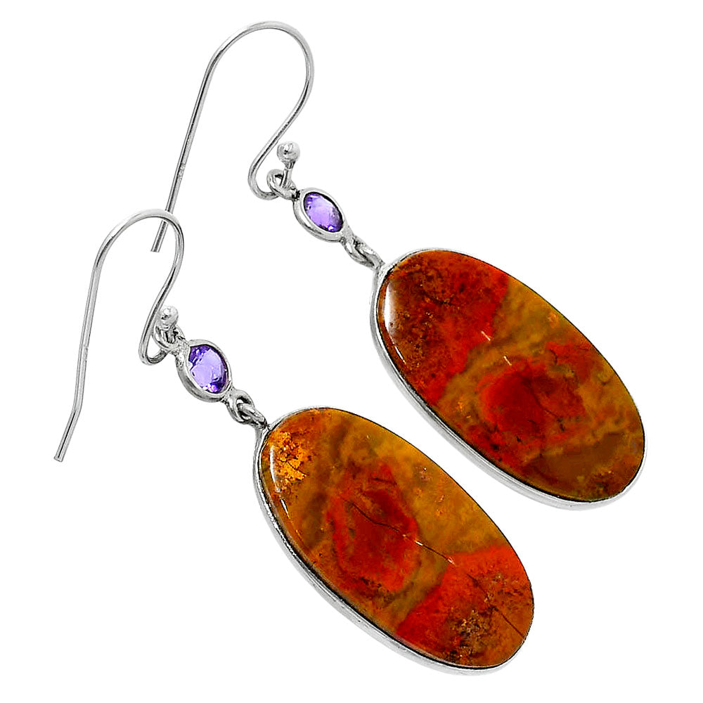 Natural Red Moss Agate & Amethyst Earrings E-1002 SDE89980