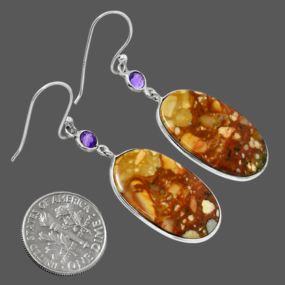 Natural Rocky Butte Picture Jasper & Amethyst Earrings E-1002 SDE89991