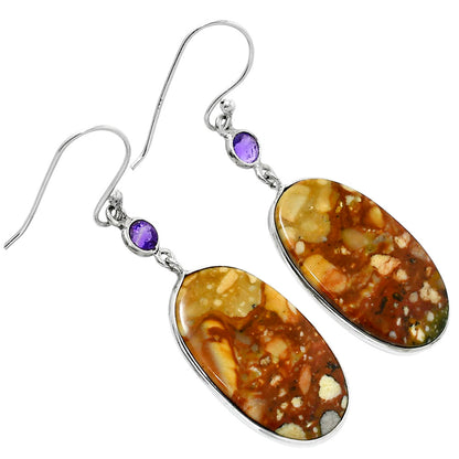 Natural Rocky Butte Picture Jasper & Amethyst Earrings E-1002 SDE89991