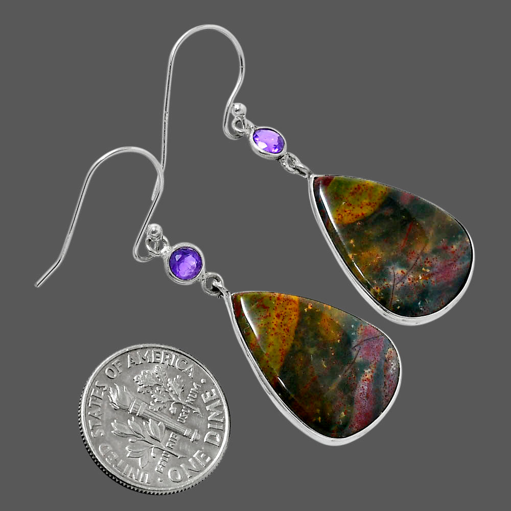 Blood Stone - India & Amethyst Earrings E-1002 SDE89993