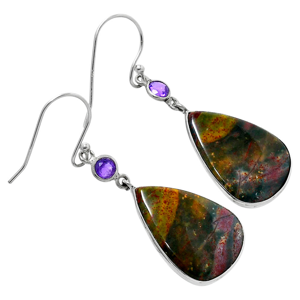 Blood Stone - India & Amethyst Earrings E-1002 SDE89993