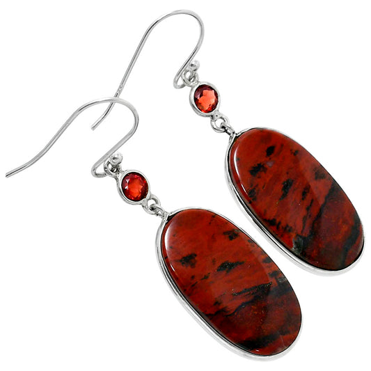 Natural Blood Stone - India & Garnet Earrings E-1002 SDE90017