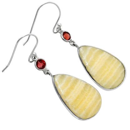 Natural Yellow Aragonite & Garnet Earrings E-1002 SDE90028