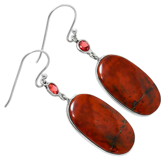 Natural Blood Stone - India & Garnet Earrings E-1002 SDE90037