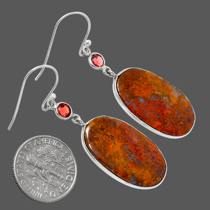 Natural Red Moss Agate & Garnet Earrings E-1002 SDE90039
