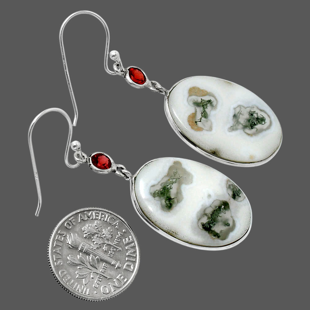 Horse Canyon Moss Agate & Garnet Earrings E-1002 SDE90061