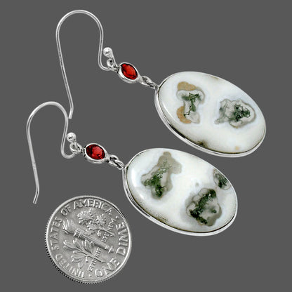 Horse Canyon Moss Agate & Garnet Earrings E-1002 SDE90061
