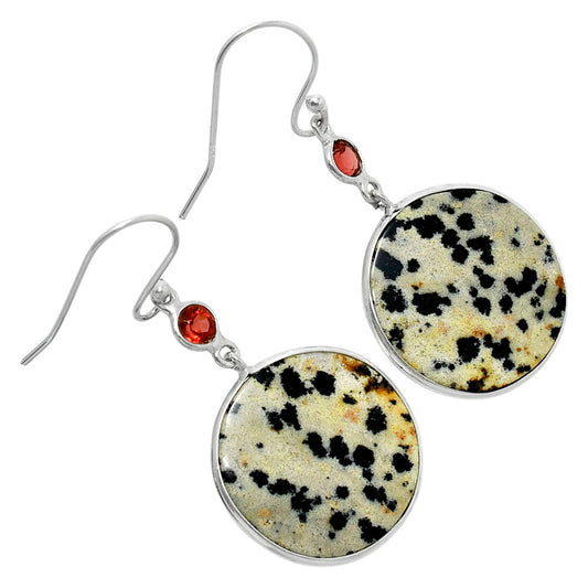 Natural Dalmatian & Garnet Earrings E-1002 SDE90070