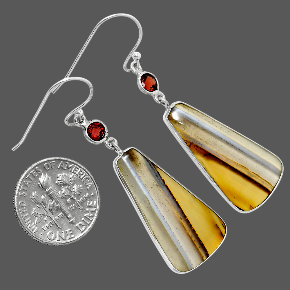 Natural Montana Agate - USA & Garnet Earrings E-1002 SDE90076