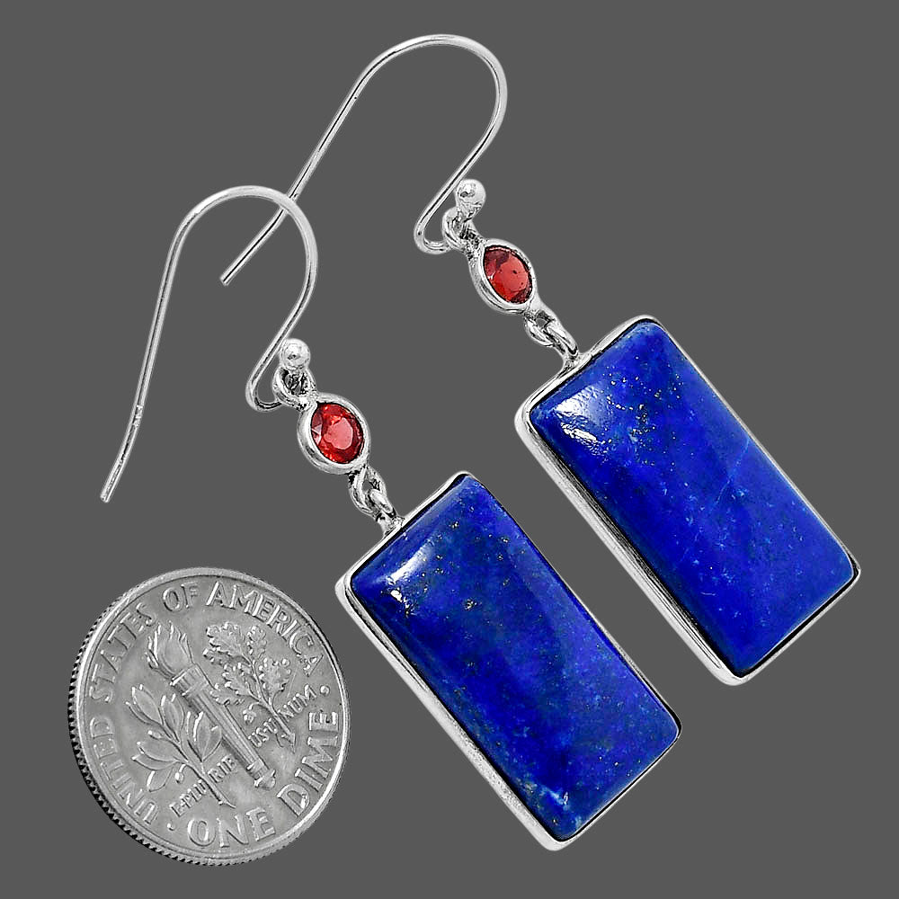 Lapis Lazuli - Afghanistan & Garnet Earrings E-1002 SDE90100