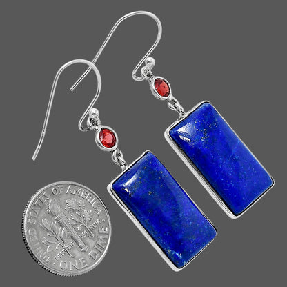 Lapis Lazuli - Afghanistan & Garnet Earrings E-1002 SDE90100