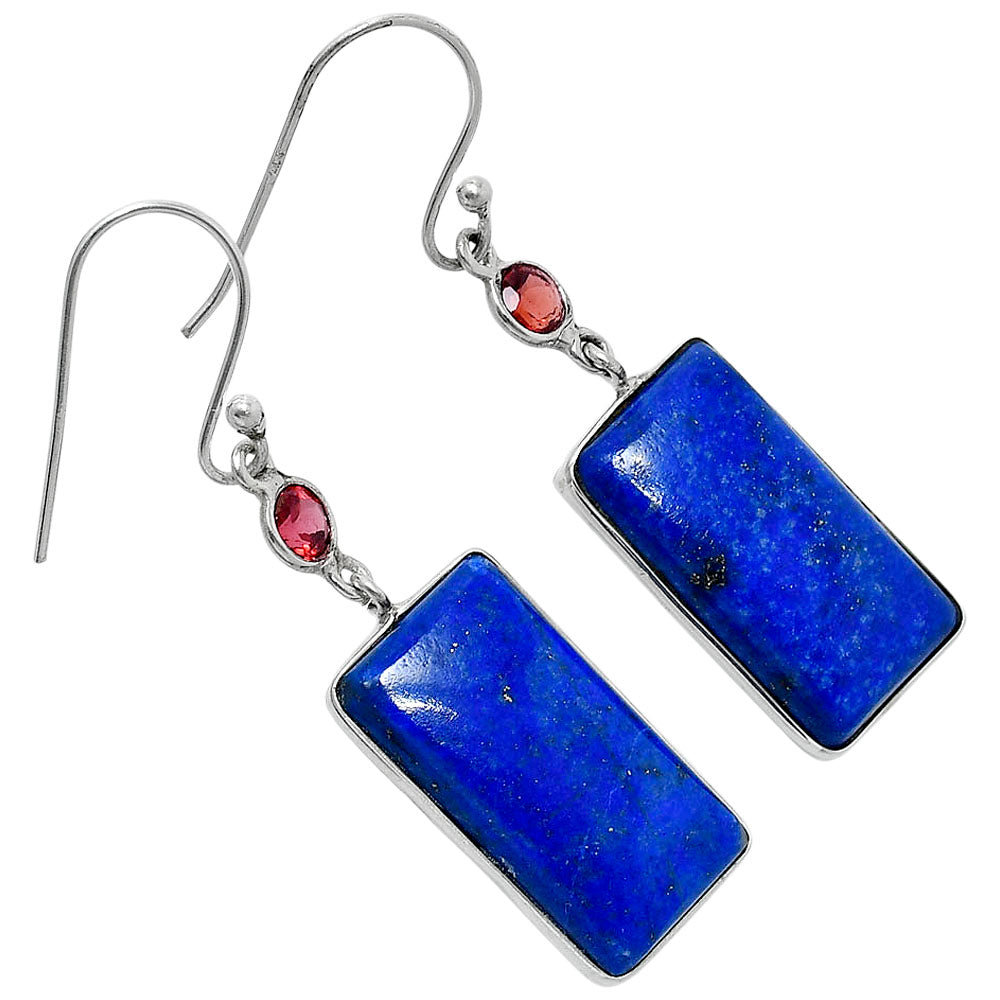 Lapis Lazuli - Afghanistan & Garnet Earrings E-1002 SDE90103