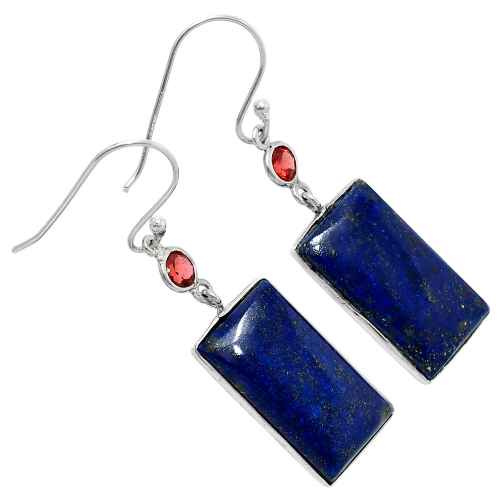 Lapis Lazuli - Afghanistan & Garnet Earrings E-1002 SDE90104