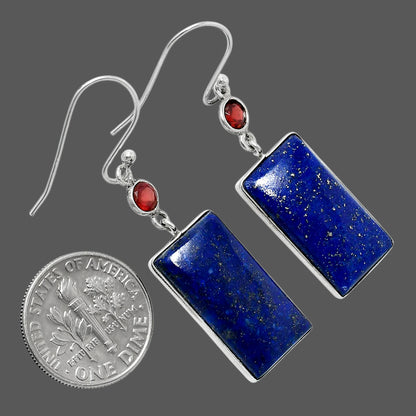 Lapis Lazuli - Afghanistan & Garnet Earrings E-1002 SDE90108