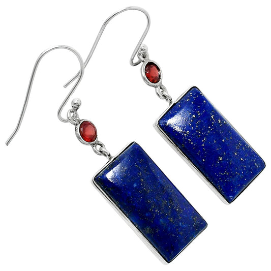 Lapis Lazuli - Afghanistan & Garnet Earrings E-1002 SDE90108