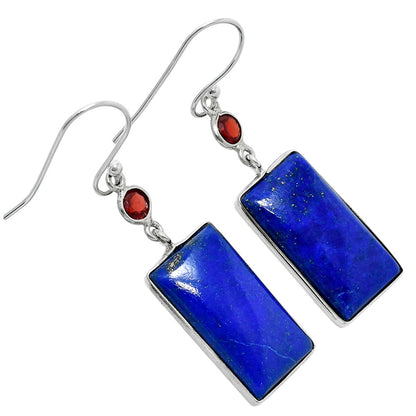 Lapis Lazuli - Afghanistan & Garnet Earrings E-1002 SDE90110