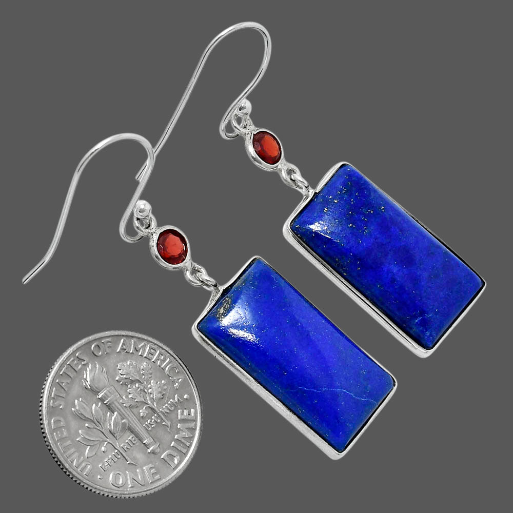 Lapis Lazuli - Afghanistan & Garnet Earrings E-1002 SDE90110