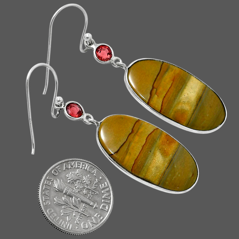Natural Picture Jasper & Garnet Earrings E-1002 SDE90134
