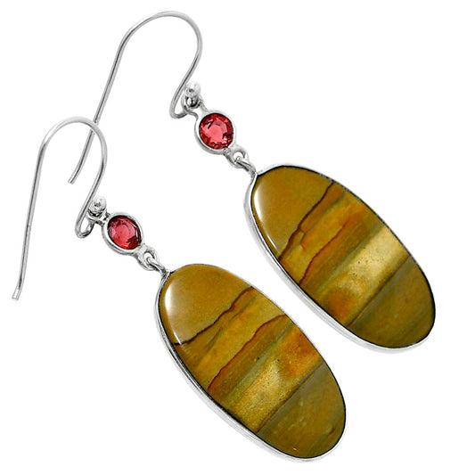 Natural Picture Jasper & Garnet Earrings E-1002 SDE90134