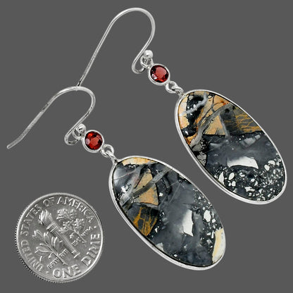 Maligano Jasper - Indonesia & Garnet Earrings E-1002 SDE90161