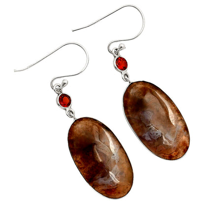 Natural Texas Moss Agate & Garnet Earrings E-1002 SDE90194