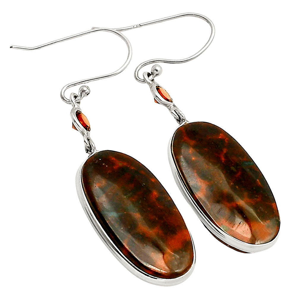 Natural Blood Stone - India & Garnet Earrings E-1002 SDE90198