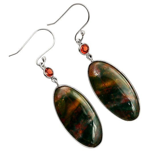 Natural Blood Stone - India & Garnet Earrings E-1002 SDE90200