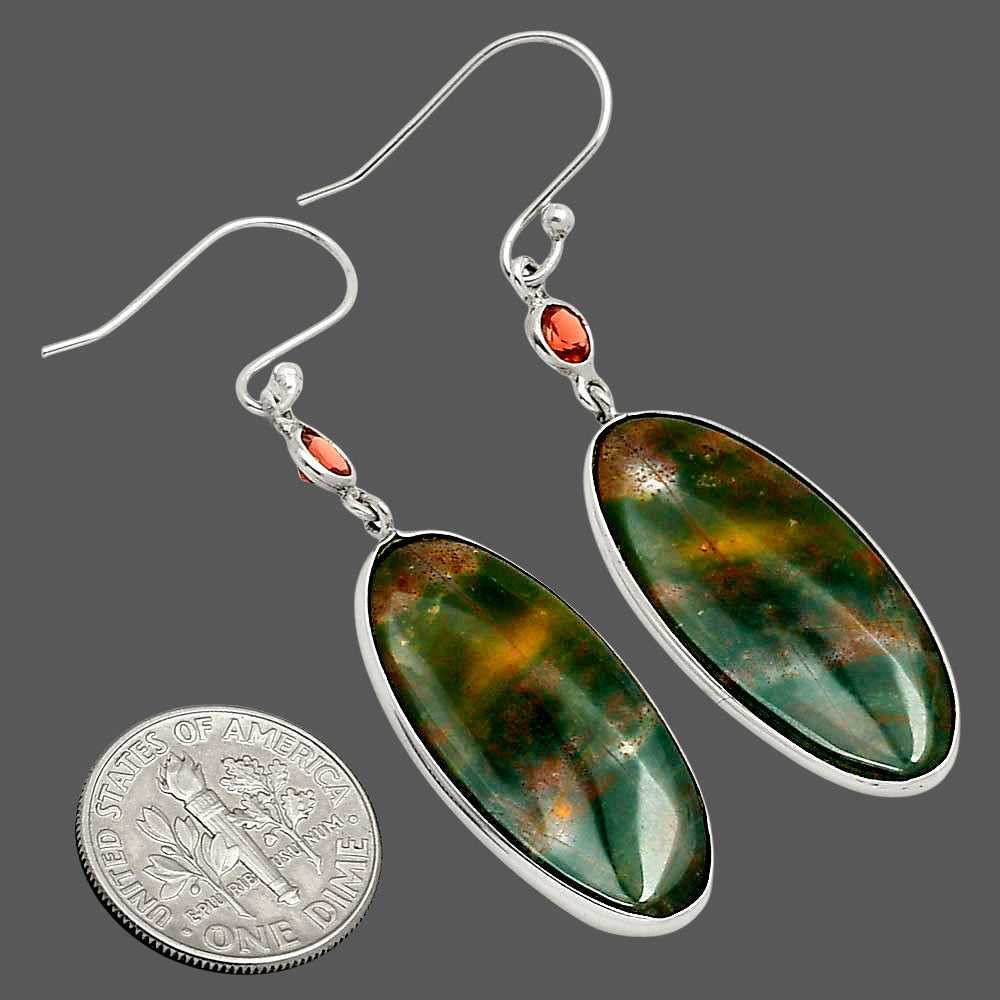 Natural Blood Stone - India & Garnet Earrings E-1002 SDE90200