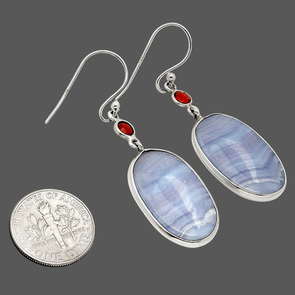 Blue Lace Agate and Garnet Earrings E-1002 SDE90203