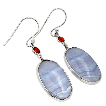 Blue Lace Agate and Garnet Earrings E-1002 SDE90203