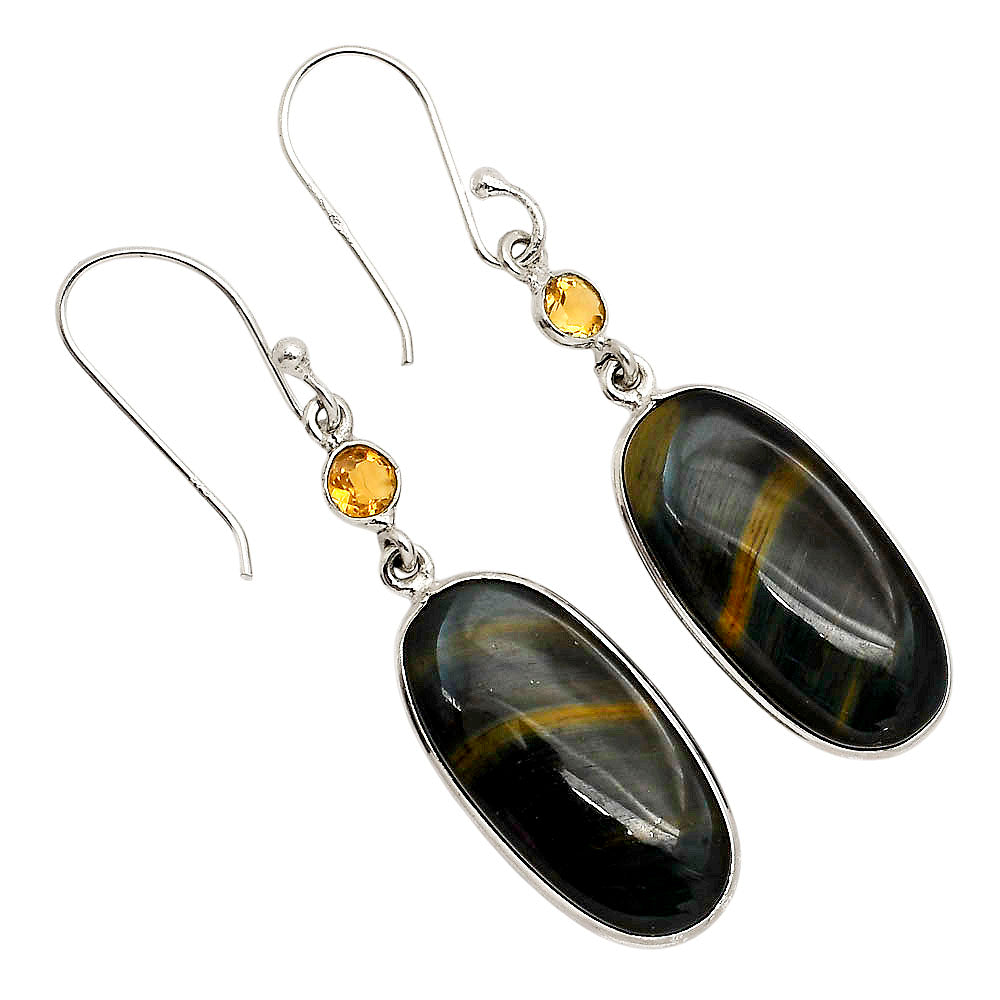 Blue Tiger Eye and Citrine Earrings E-1002 SDE90208
