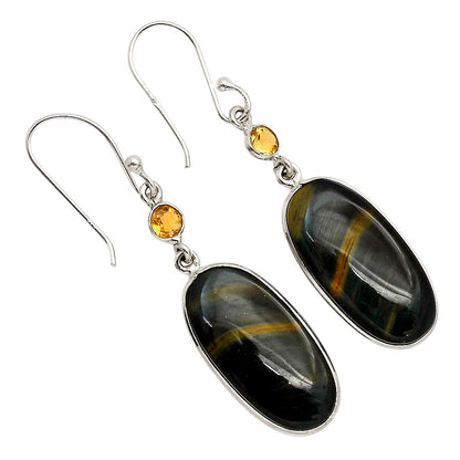 Blue Tiger Eye and Citrine Earrings E-1002 SDE90208