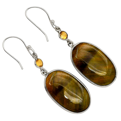 Blue Tiger Eye and Citrine Earrings E-1002 SDE90210