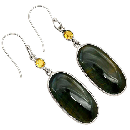 Blue Tiger Eye and Citrine Earrings E-1002 SDE90213