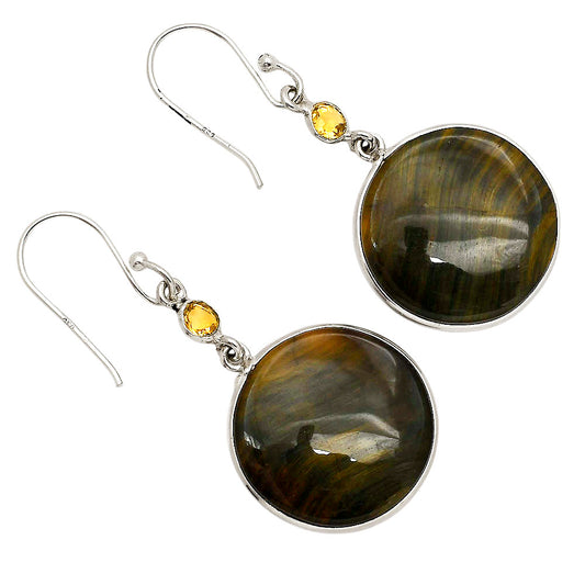Blue Tiger Eye and Citrine Earrings E-1002 SDE90218