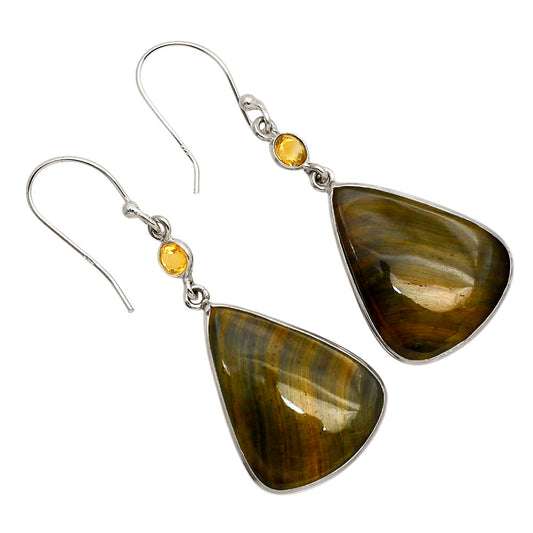 Blue Tiger Eye and Citrine Earrings E-1002 SDE90221