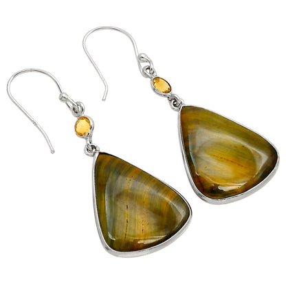 Blue Tiger Eye and Citrine Earrings E-1002 SDE90221
