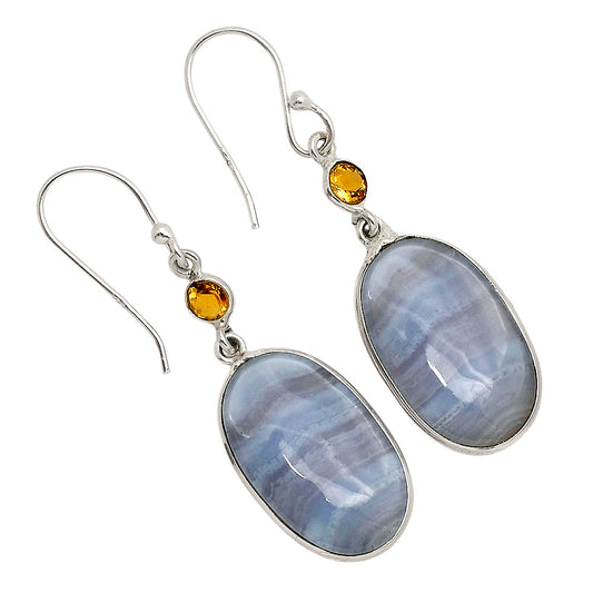 Blue Lace Agate and Citrine Earrings E-1002 SDE90225