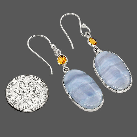 Blue Lace Agate and Citrine Earrings E-1002 SDE90225