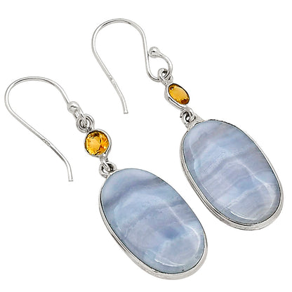 Blue Lace Agate and Citrine Earrings E-1002 SDE90225